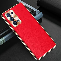 Funda Lujo Cuero Carcasa GS1 para Oppo Reno6 Pro+ Plus 5G Rojo