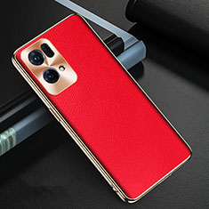 Funda Lujo Cuero Carcasa GS1 para Oppo Reno7 Pro 5G Rojo