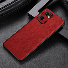 Funda Lujo Cuero Carcasa GS2 para Oppo Reno7 SE 5G Rojo