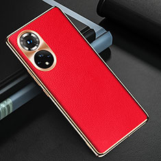 Funda Lujo Cuero Carcasa GS3 para Huawei Honor 50 Pro 5G Rojo