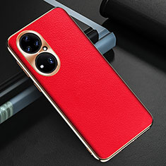 Funda Lujo Cuero Carcasa GS3 para Huawei P50 Rojo