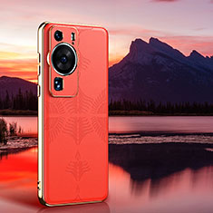 Funda Lujo Cuero Carcasa GS4 para Huawei P60 Pro Naranja