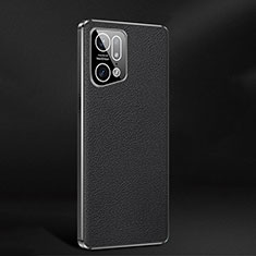 Funda Lujo Cuero Carcasa JB2 para Oppo Find X5 Pro 5G Negro