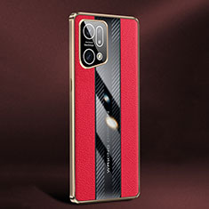 Funda Lujo Cuero Carcasa JB3 para Oppo Find X5 5G Rojo