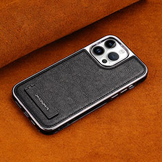 Funda Lujo Cuero Carcasa JD2 para Apple iPhone 15 Pro Max Negro