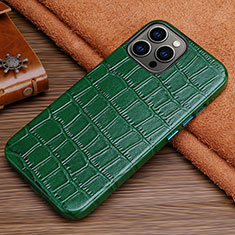 Funda Lujo Cuero Carcasa L01 para Apple iPhone 14 Pro Max Verde