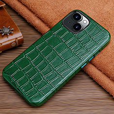 Funda Lujo Cuero Carcasa L01 para Apple iPhone 15 Verde