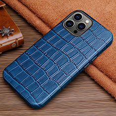 Funda Lujo Cuero Carcasa L01 para Apple iPhone 16 Pro Azul