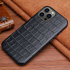 Funda Lujo Cuero Carcasa L01 para Apple iPhone 16 Pro Max Negro