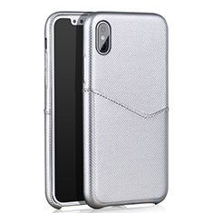 Funda Lujo Cuero Carcasa L05 para Apple iPhone X Blanco