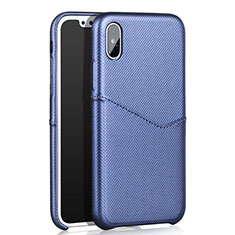 Funda Lujo Cuero Carcasa L05 para Apple iPhone Xs Azul