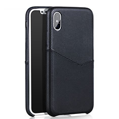 Funda Lujo Cuero Carcasa L05 para Apple iPhone Xs Negro