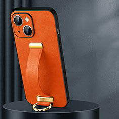 Funda Lujo Cuero Carcasa LD1 para Apple iPhone 15 Plus Naranja