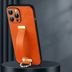 Funda Lujo Cuero Carcasa LD1 para Apple iPhone 15 Pro Naranja