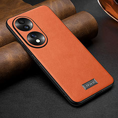 Funda Lujo Cuero Carcasa LD1 para Huawei Honor 70 5G Naranja