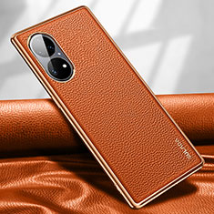 Funda Lujo Cuero Carcasa LD1 para Huawei P50 Naranja