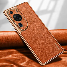 Funda Lujo Cuero Carcasa LD1 para Huawei P60 Art Naranja