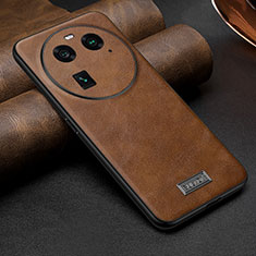 Funda Lujo Cuero Carcasa LD1 para Oppo Find X6 5G Marron