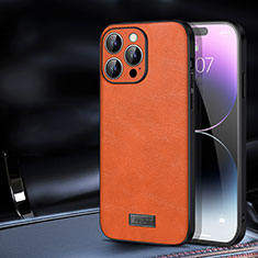 Funda Lujo Cuero Carcasa LD2 para Apple iPhone 15 Pro Naranja