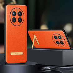 Funda Lujo Cuero Carcasa LD2 para Huawei Mate 50 Naranja