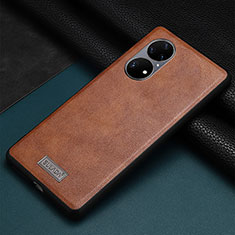 Funda Lujo Cuero Carcasa LD2 para Huawei P50 Marron