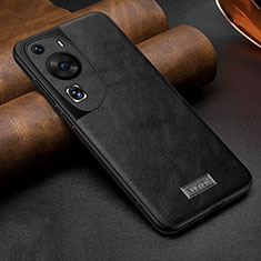 Funda Lujo Cuero Carcasa LD2 para Huawei P60 Art Negro