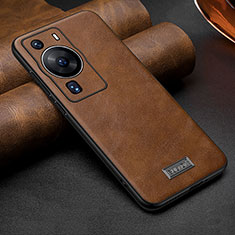 Funda Lujo Cuero Carcasa LD2 para Huawei P60 Marron