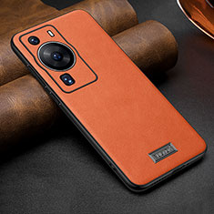 Funda Lujo Cuero Carcasa LD2 para Huawei P60 Pro Naranja