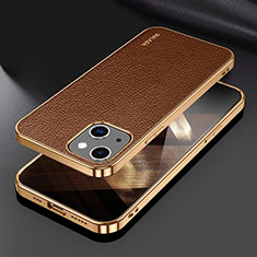 Funda Lujo Cuero Carcasa LD3 para Apple iPhone 15 Marron