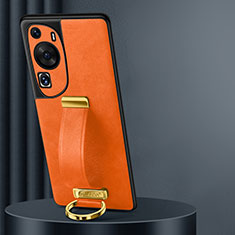 Funda Lujo Cuero Carcasa LD3 para Huawei P60 Art Naranja