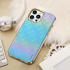 Funda Lujo Cuero Carcasa LD4 para Apple iPhone 13 Pro Max Azul