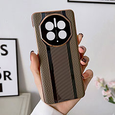 Funda Lujo Cuero Carcasa LF1 para Huawei Mate 50 Marron