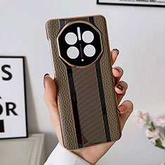 Funda Lujo Cuero Carcasa LF1 para Huawei Mate 50 Pro Marron