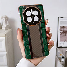 Funda Lujo Cuero Carcasa LF3 para Huawei Mate 50 Pro Verde