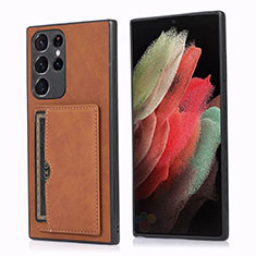 Funda Lujo Cuero Carcasa M03T para Samsung Galaxy S23 Ultra 5G Marron