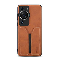 Funda Lujo Cuero Carcasa MT1 para Huawei P60 Pro Marron