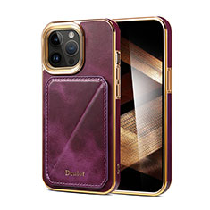 Funda Lujo Cuero Carcasa MT2 para Apple iPhone 15 Pro Max Morado