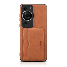 Funda Lujo Cuero Carcasa MT2 para Huawei P60 Pro Marron