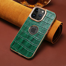 Funda Lujo Cuero Carcasa MT3 para Apple iPhone 16 Pro Verde