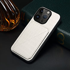 Funda Lujo Cuero Carcasa MT5 para Apple iPhone 14 Pro Blanco