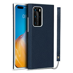 Funda Lujo Cuero Carcasa N01 para Huawei P40 Pro Azul