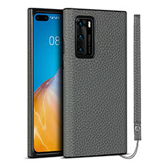 Funda Lujo Cuero Carcasa N02 para Huawei P40 Gris