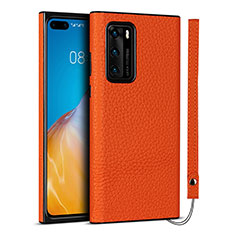 Funda Lujo Cuero Carcasa N02 para Huawei P40 Naranja