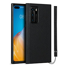 Funda Lujo Cuero Carcasa N02 para Huawei P40 Negro