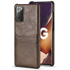 Funda Lujo Cuero Carcasa N02 para Samsung Galaxy Note 20 5G Marron