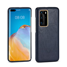 Funda Lujo Cuero Carcasa N04 para Huawei P40 Pro Azul