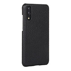 Funda Lujo Cuero Carcasa P01 para Huawei P20 Pro Negro