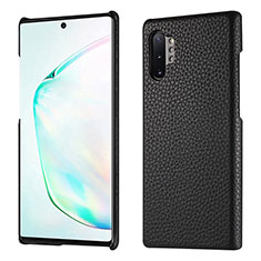 Funda Lujo Cuero Carcasa P01 para Samsung Galaxy Note 10 Plus Negro