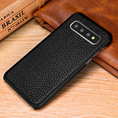 Funda Lujo Cuero Carcasa P01 para Samsung Galaxy S10 Plus Negro