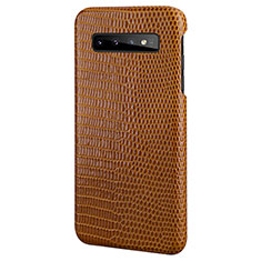 Funda Lujo Cuero Carcasa P02 para Samsung Galaxy S10 Plus Marron